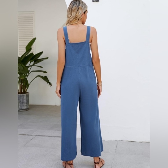 Baggy Comfy Overalls Casual Cotton Loose Fit Wide Leg Jumpsuit Adjustable Strap - Picture 5 of 10